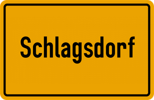 Ortsschild Schlagsdorf, Niederlausitz