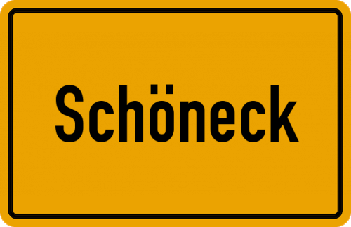 Ortsschild Schöneck, Kreis Regen
