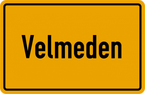 Ortsschild Velmeden, Kreis Witzenhausen
