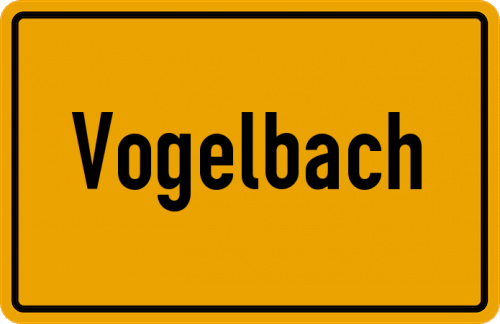 Ortsschild Vogelbach, Pfalz