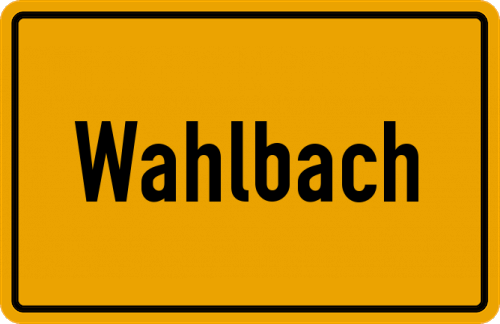 Ortsschild Wahlbach, Kreis Siegen, Westfalen