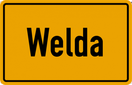 Ortsschild Welda, Kreis Warburg, Westfalen