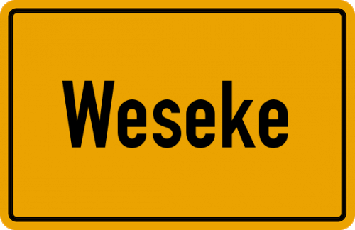 Ortsschild Weseke, Westfalen