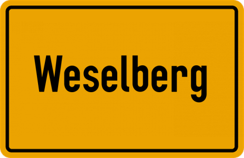 Ortsschild Gewerbegebiet Weselberg