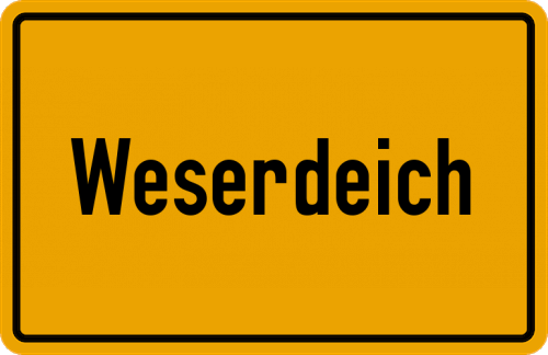 Ortsschild Weserdeich, Kreis Wesermarsch