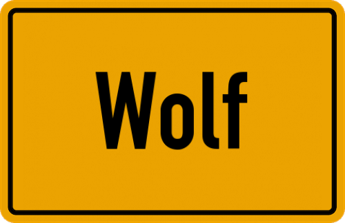 Ortsschild Wolf, Kreis Büdingen, Hessen