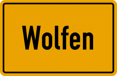 Ortsschild Wolfen, Anhalt