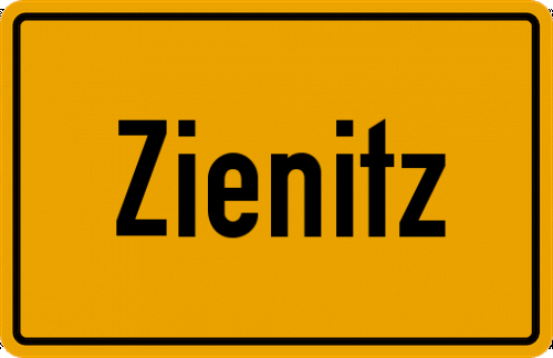 Ortsschild Zienitz, Elbe