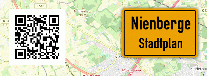Stadtplan Nienberge, Kreis Münster, Westfalen