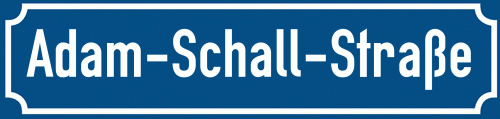 Straßenschild Adam-Schall-Straße zum kostenlosen Download