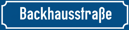 Straßenschild Backhausstraße zum kostenlosen Download