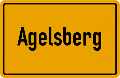 Ortsschild Agelsberg, Kreis Pfaffenhofen an der Ilm