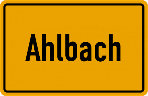Ortsschild Ahlbach, Kreis Limburg an der Lahn