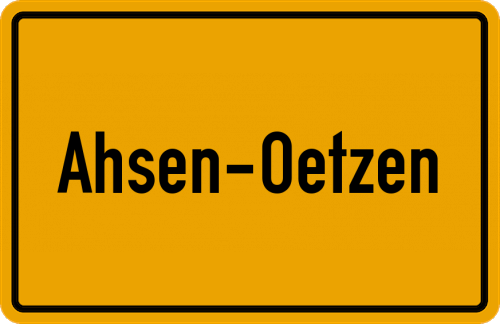 Ortsschild Ahsen-Oetzen, Kreis Verden, Aller