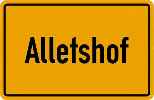 Ortsschild Alletshof, Oberpfalz