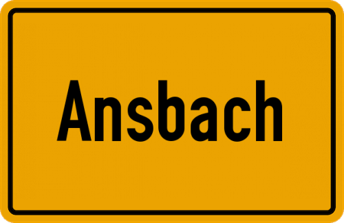 Ortsschild Ansbach, Unterfranken