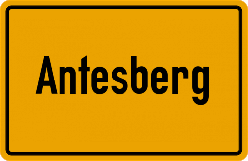 Ortsschild Antesberg, Kreis Passau