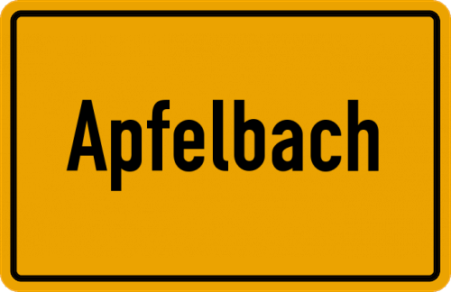 Ortsschild Apfelbach, Oberpfalz