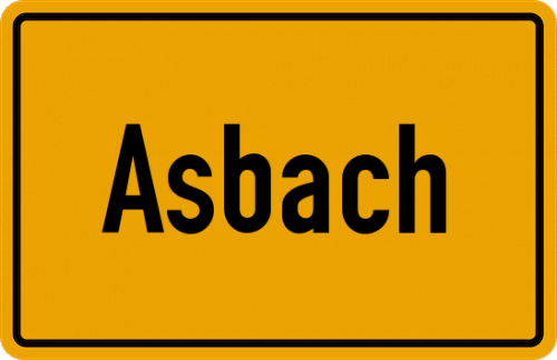 Ortsschild Asbach, Odenwald