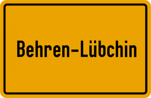 Ortsschild Behren-Lübchin