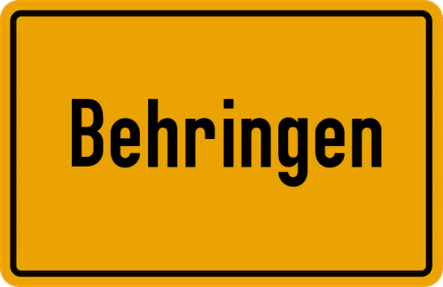 Ortsschild Behringen, Kreis Soltau