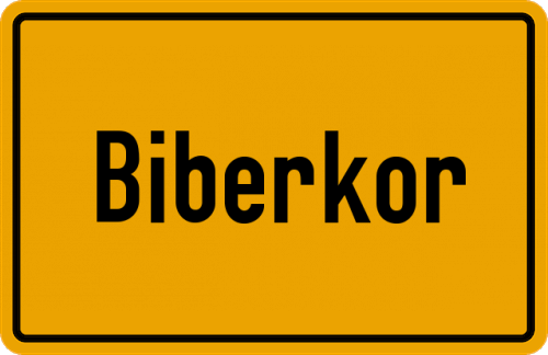 Ortsschild Biberkor, Kreis Wolfratshausen