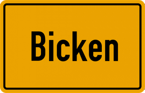 Ortsschild Bicken, Gemeinde Rabenkirchen-Faulück