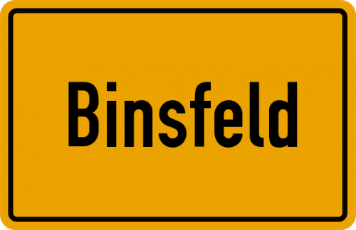 Ortsschild Binsfeld, Kreis Düren