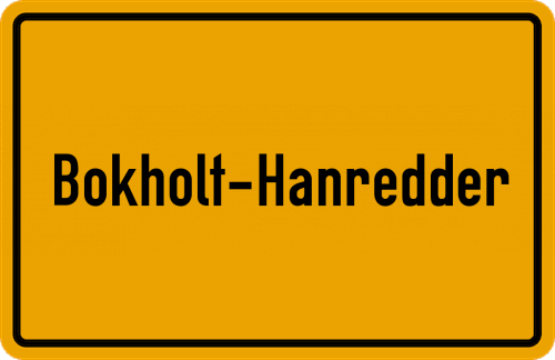 Ortsschild Bokholt-Hanredder
