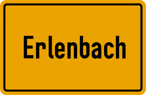Ortsschild Erlenbach, Kreis Erbach, Odenwald