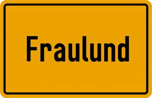Ortsschild Fraulund, Gemeinde Saustrup