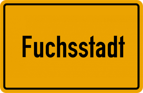 Ortsschild Fuchsstadt, Kreis Würzburg