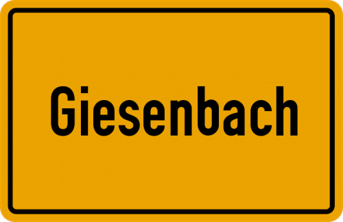 Ortsschild Giesenbach, Kreis Freising