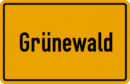 Ortsschild Grünewald, Oberlausitz
