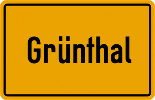 Ortsschild Grünthal, Kreis Wasserburg am Inn