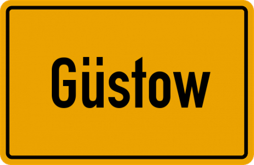 Ortsschild Güstow, Uckermark