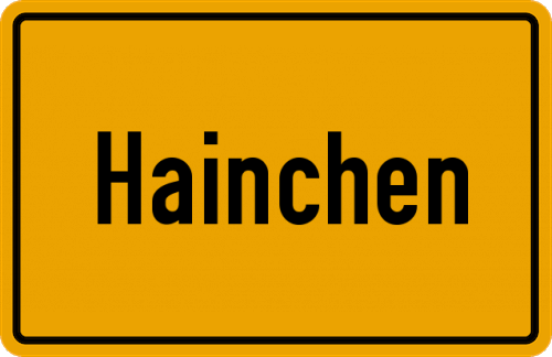 Ortsschild Hainchen, Kreis Büdingen, Hessen
