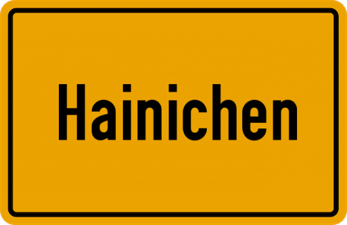 Ortsschild Hainichen, Sachsen