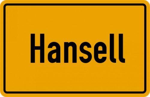 Ortsschild Hansell, Westfalen