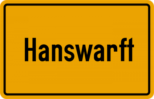 Ortsschild Hanswarft, Hallig