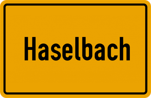 Ortsschild Haselbach, Kreis Eggenfelden