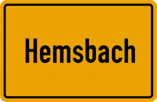 Ortsschild Hemsbach, Unterfranken