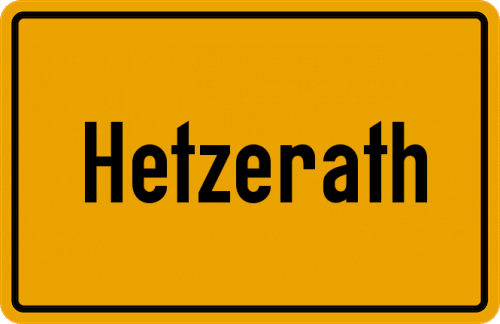 Ortsschild Hetzerath, Kreis Erkelenz