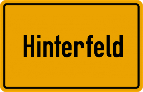 Ortsschild Hinterfeld, Oberbayern