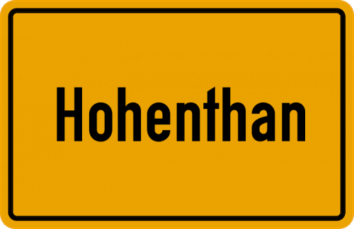 Ortsschild Hohenthan, Oberpfalz