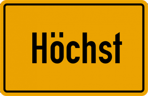 Ortsschild Höchst, Kreis Gelnhausen