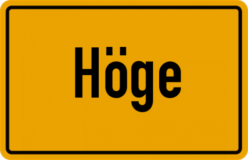 Ortsschild Höge
