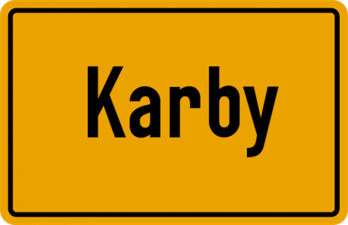 Ortsschild Karby, Schwansen