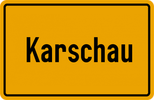 Ortsschild Karschau, Gemeinde Ekenis