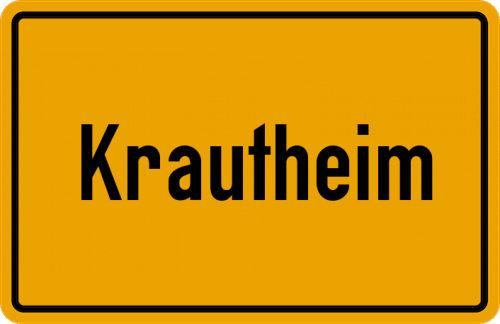 Ortsschild Krautheim, Unterfranken